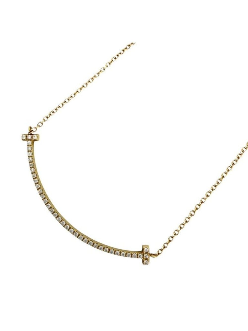 Tiffany & Co Necklace T Smile Small Pendant Adjustable Waist YG 18k Yellow Gold
